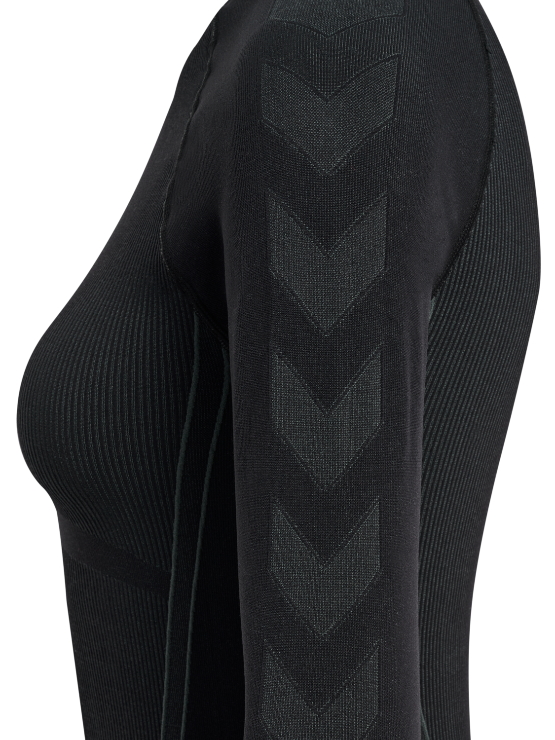 hmlTE CHRISTEL SEAMLESS T-SHIRT L/S, BLACK/ASPHALT MELANGE, packshot