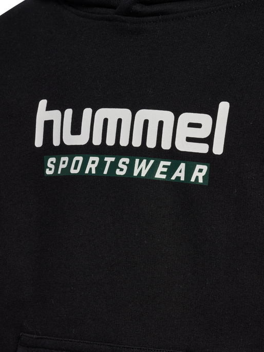 hmlJR LOGO HOODIE, BLACK hmlJR LOGO HOODIE, BLACK, packshot