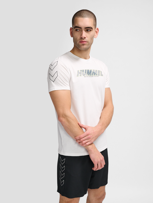 hmlTE EFFORT COTTON T-SHIRT, WHITE, model