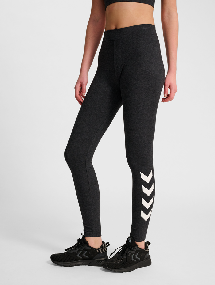 hmlPULSE LOGO MW TIGHTS, BLACK MELANGE, model