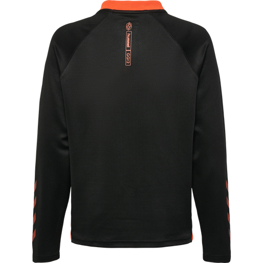 hmlGG12 ACTION HALF ZIP SWEAT KIDS, BLACK/CHERRY TOMATO, packshot