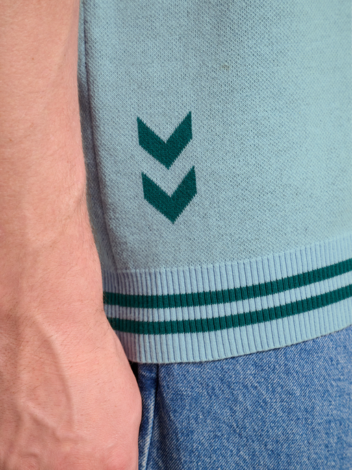 Knit Half-Zip Polo Shirt, LIGHT BLUE, model
