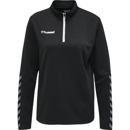 hmlAUTHENTIC HALF ZIP SWEATSHIRT WO, BLACK/WHITE, packshot