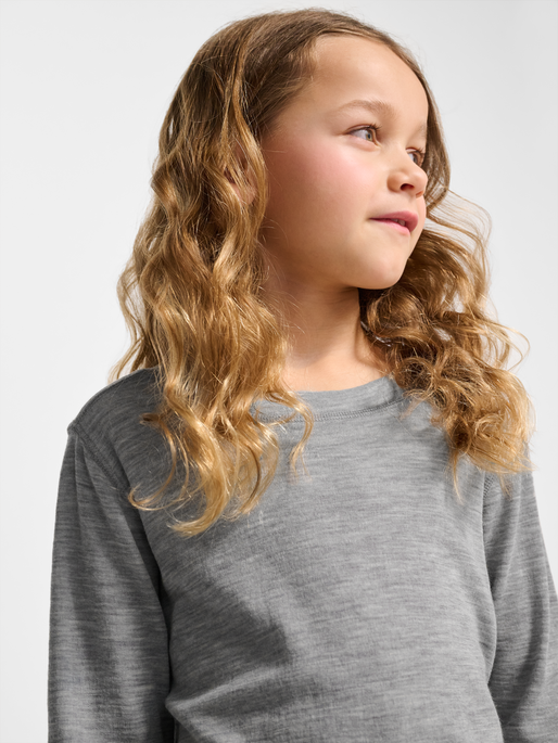 hmlJR WOOL RIB T-SHIRT L/S, GREY MELANGE, model