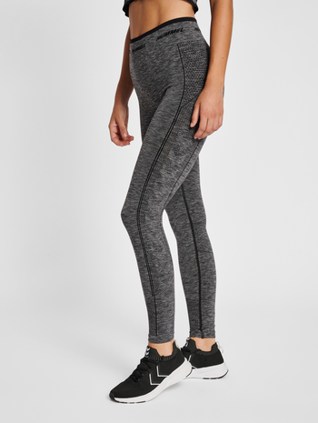 hmlTE CAMI SEAMLESS MW TIGHTS, BLACK MELANGE, model