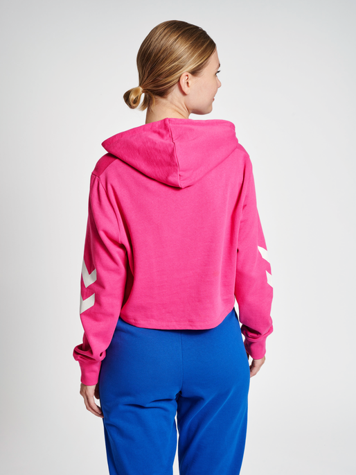 hmlLEGACY WOMAN CROPPED HOODIE, RASPBERRY ROSE, model