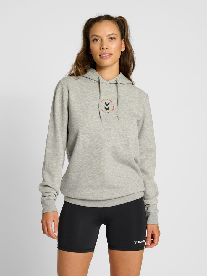 hmlEVERYTHING NOTHING HOODIE, GREY MELANGE, model