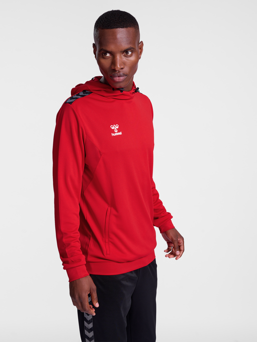 hmlAUTHENTIC PL HOODIE, TRUE RED, model