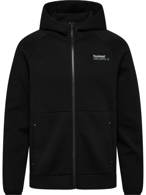 hmlTECH FLEECE REGULAR ZIP HOODIE, BLACK, packshot