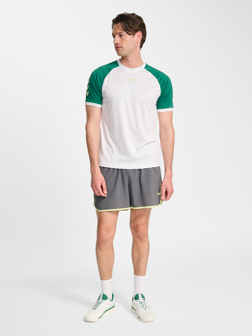 hmlPULSE STRIPE T-SHIRT S/S, VERDANT GREEN, model