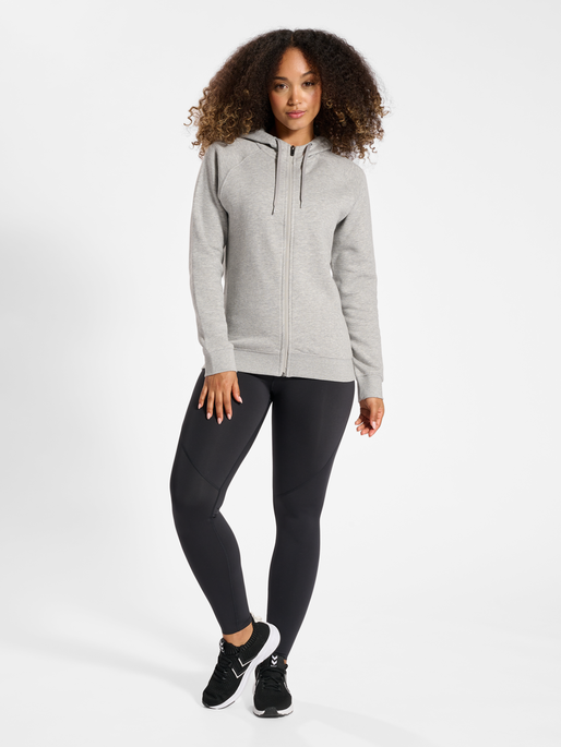 hmlRED CLASSIC ZIP HOODIE WOMAN, GREY MELANGE, model