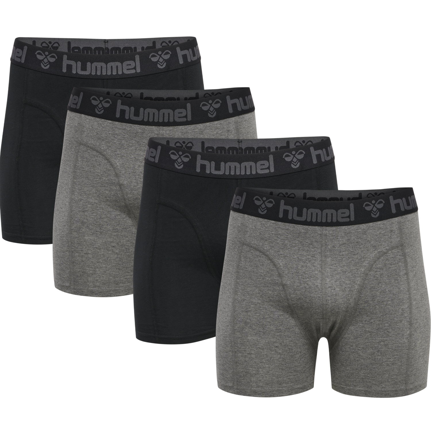 hmlMARSTON 4-PACK BOXERS, BLACK/DARK GREY MELANGE, packshot
