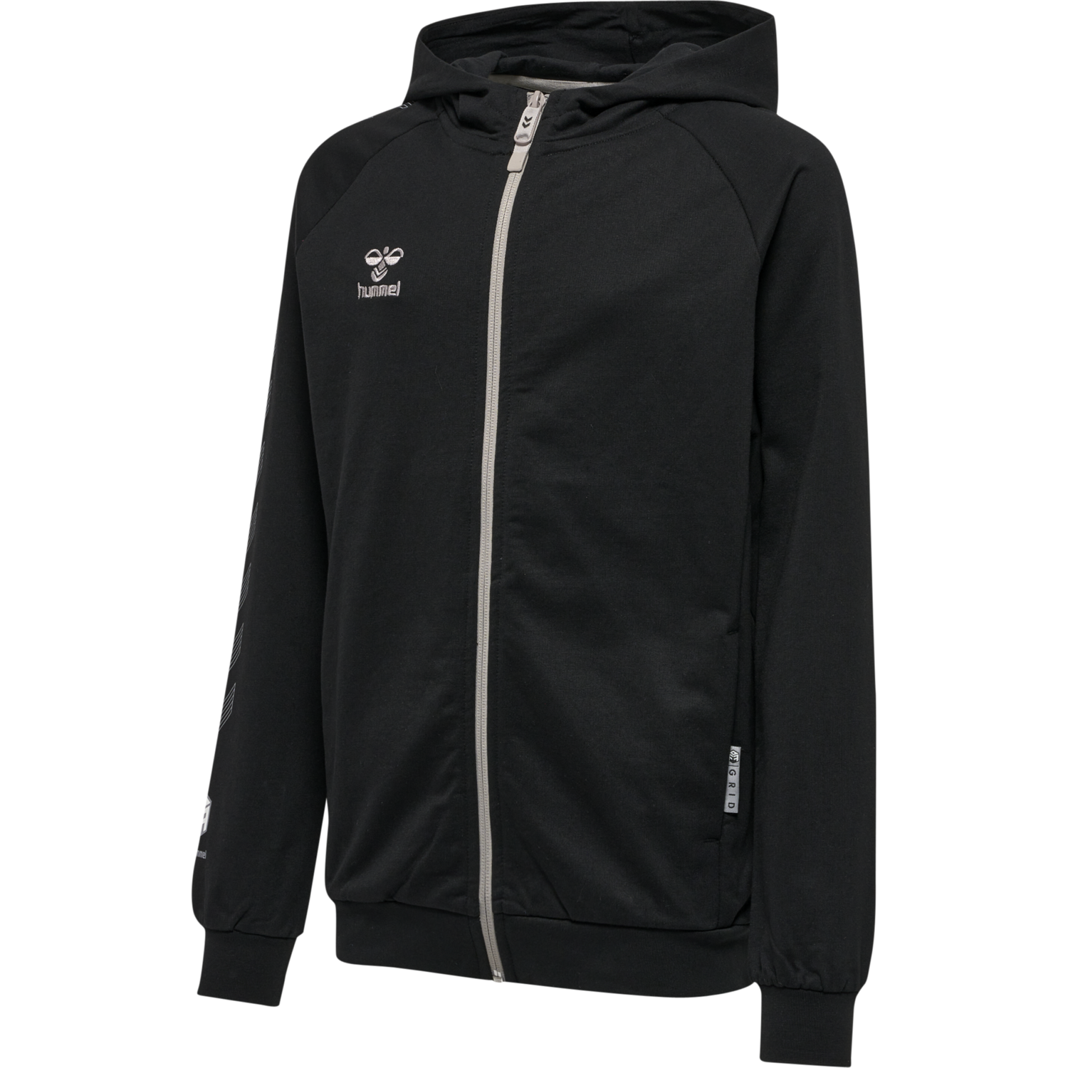 hmlMOVE GRID COTTON ZIP HOODIE KIDS, BLACK, packshot