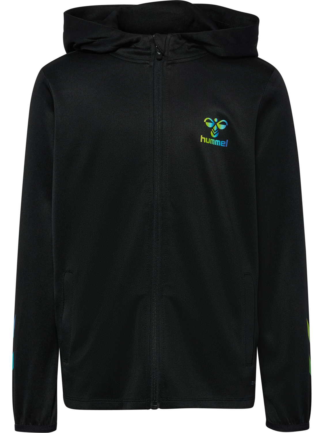 hmlSHIMMER TRACK JACKET KIDS, BLACK/LIMEADE, packshot