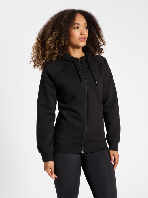 hmlRED HEAVY ZIP HOODIE WOMAN, BLACK, model