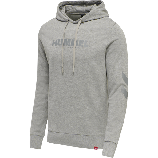 hmlLEGACY LOGO HOODIE PLUS, GREY MELANGE hmlLEGACY LOGO HOODIE PLUS, GREY MELANGE, packshot
