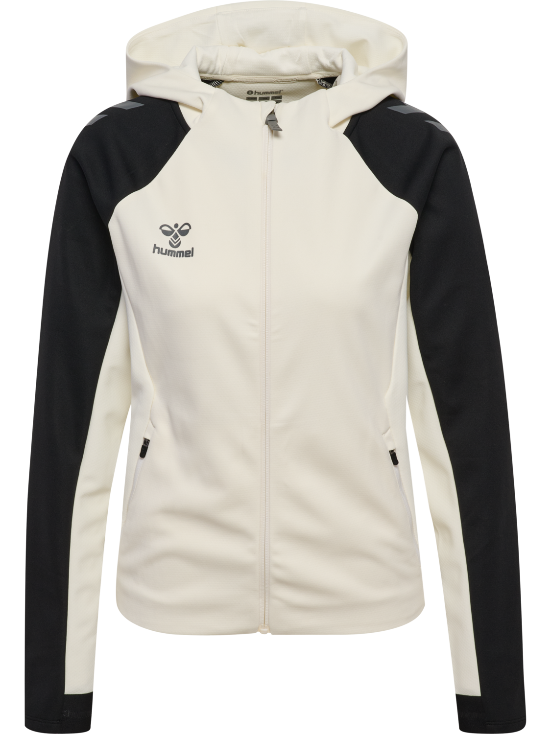 hmlCIMA 2.0 ZIP HOODIE WOMAN, MARSHMALLOW/BLACK, packshot