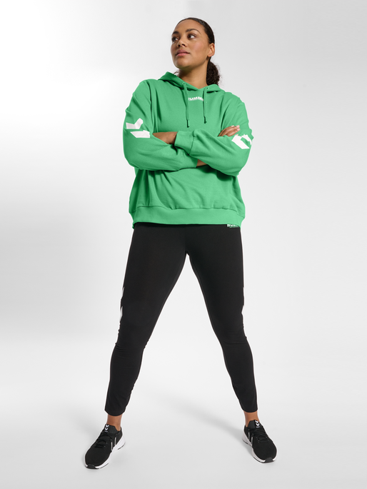 hmlLEGACY WOMAN HOODIE PLUS, GREEN SPRUCE, model