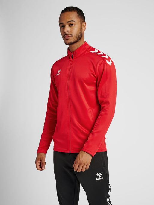 hmlCORE XK POLY ZIP SWEAT, TRUE RED, model