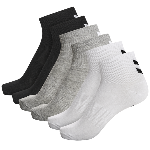 hmlCHEVRON 6-PACK  MID CUT SOCKS, BLACK/WHITE/GREY hmlCHEVRON 6-PACK  MID CUT SOCKS, BLACK/WHITE/GREY, packshot