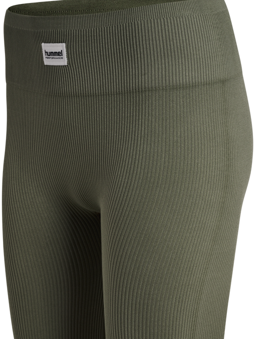 hmlPULSE SEAMLESS RIB MW TIGHTS, DUSTY OLIVE, packshot