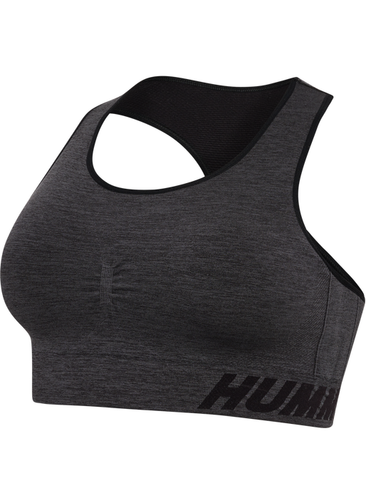 hmlTE CURVE SEAMLESS SPORTS BRA, BLACK MELANGE, packshot