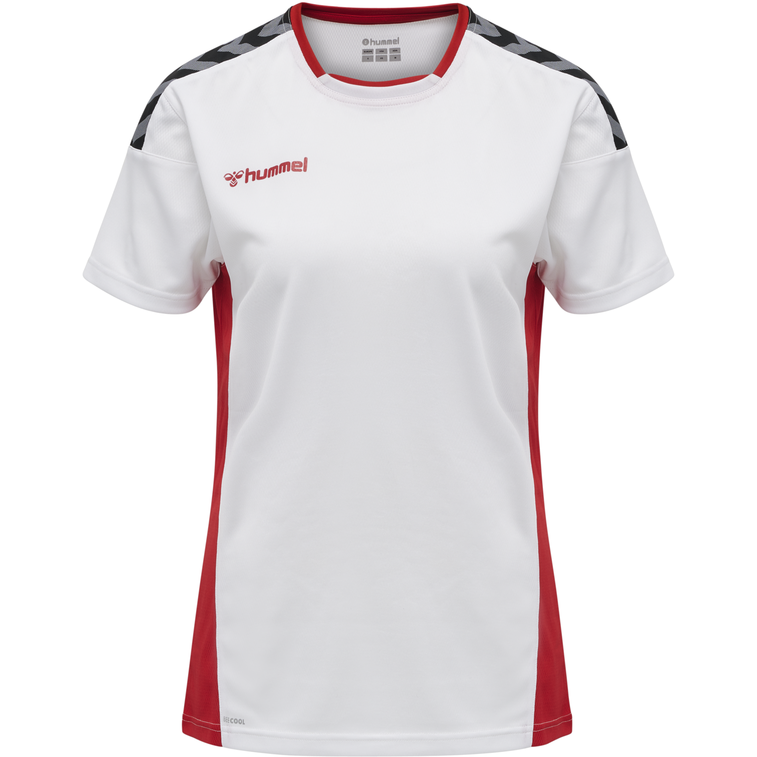 hmlAUTHENTIC POLY JERSEY WOMAN S/S, WHITE/TRUE RED, packshot