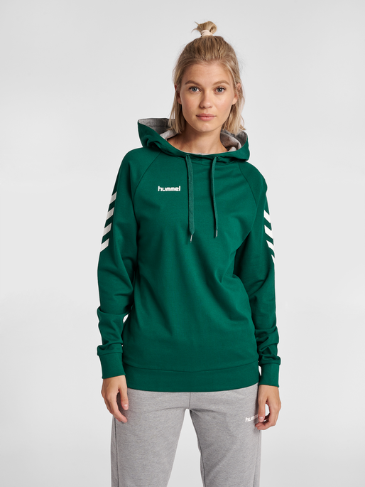 HMLGO COTTON HOODIE WOMAN, EVERGREEN, model