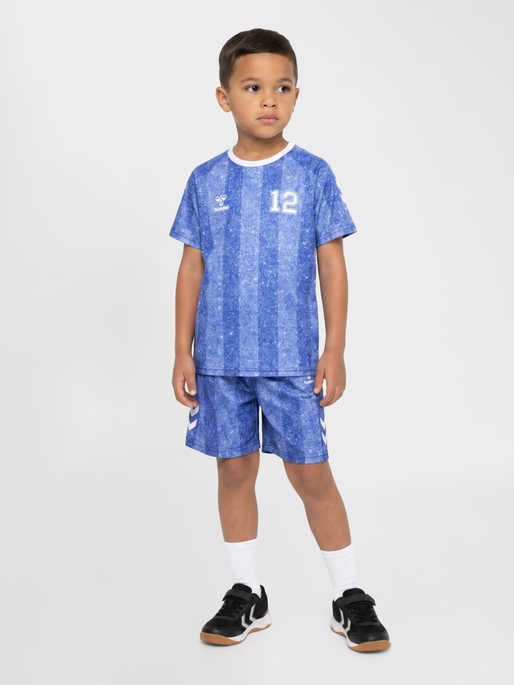 hmlSHIMMER T-SHIRT S/S, DAZZLING BLUE/BRIGHT WHITE, model