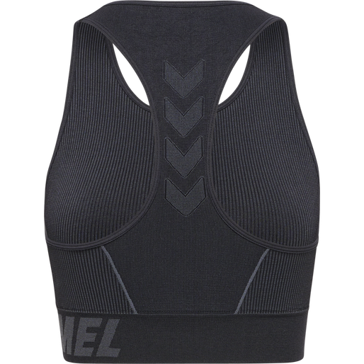 hmlTE CHRISTEL SEAMLESS SPORTS TOP, BLACK/ASPHALT MELANGE hmlTE CHRISTEL SEAMLESS SPORTS TOP, BLACK/ASPHALT MELANGE, packshot