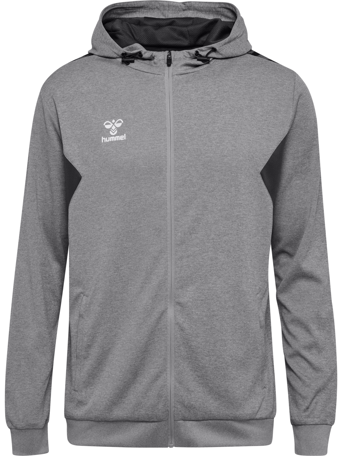 hmlAUTHENTIC PL ZIP HOODIE, GREY MELANGE, packshot