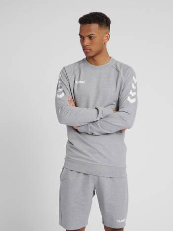 HMLGO COTTON SWEATSHIRT, GREY MELANGE, model