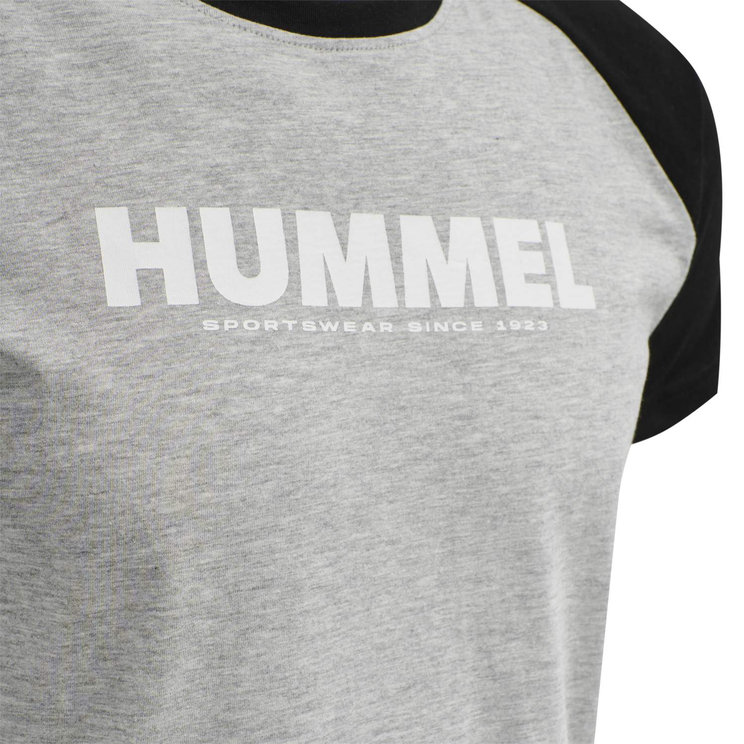 hmlLEGACY BLOCKED T-SHIRT, GREY MELANGE/BLACK, packshot