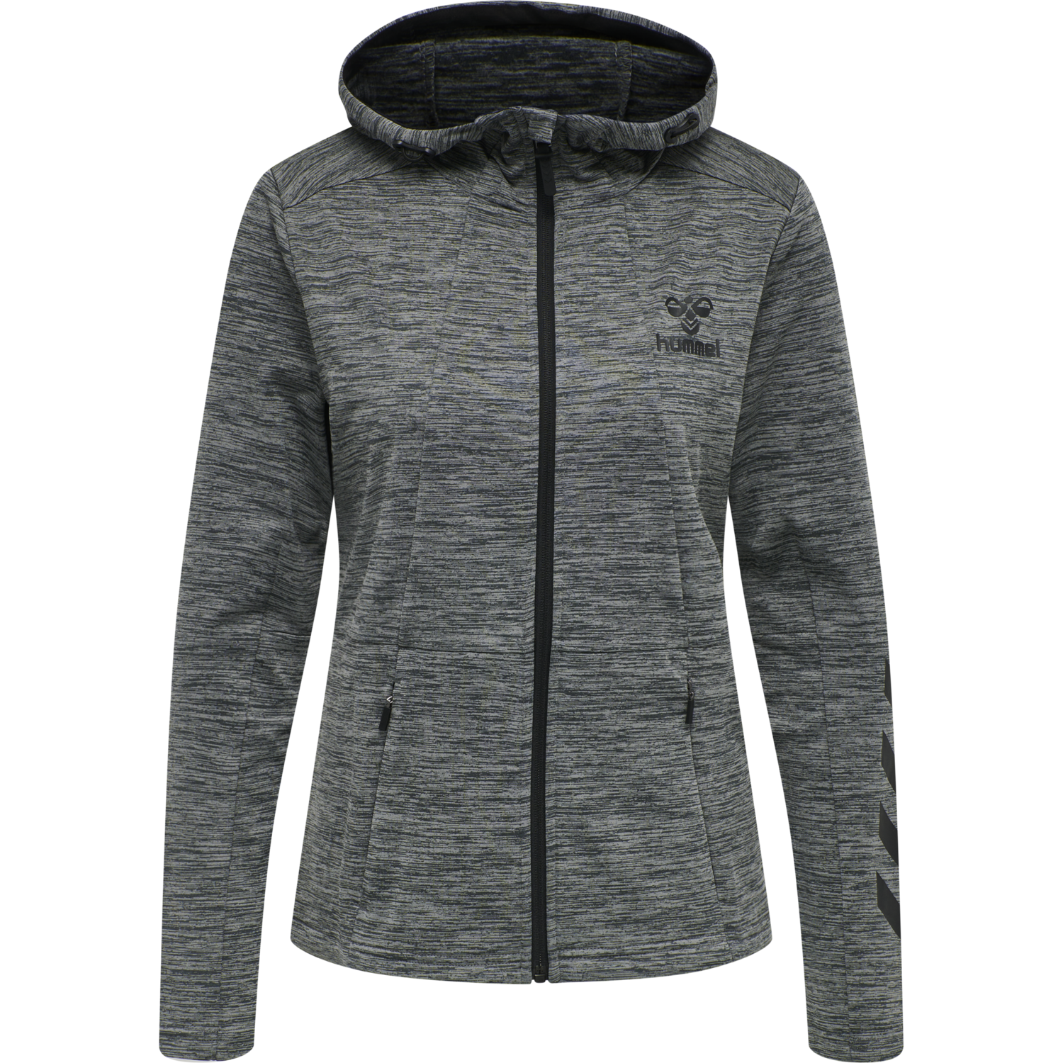 hmlSELBY ZIP HOODIE, DARK GREY MELANGE, packshot