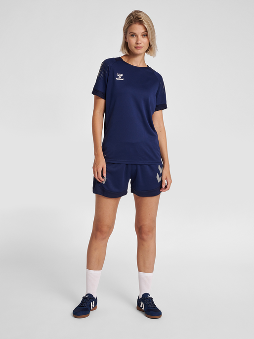 hmlLEAD WOMENS S/S POLY JERSEY, MARINE, model