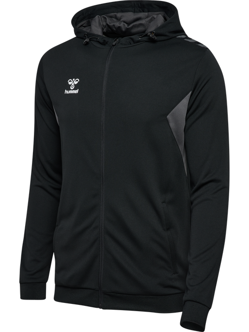 hmlAUTHENTIC PL ZIP HOODIE, BLACK hmlAUTHENTIC PL ZIP HOODIE, BLACK, packshot
