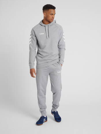 HMLGO COTTON HOODIE, GREY MELANGE, model