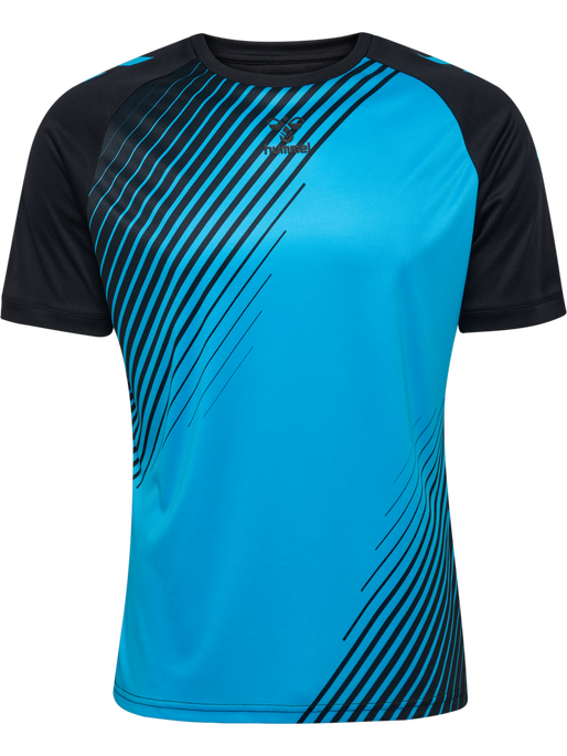 hmlGRAPHIC UNIVERSE JERSEY S/S, BLACK/NEON BLUE, packshot