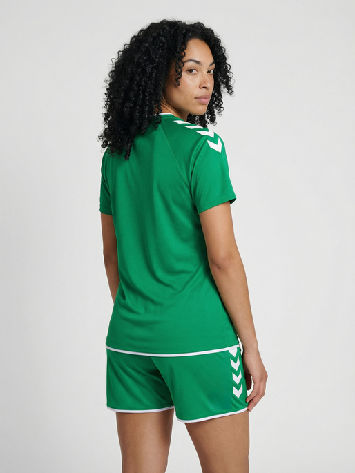 hmlCORE 2.0 JERSEY S/S WOMAN, JELLY BEAN/WHITE, model