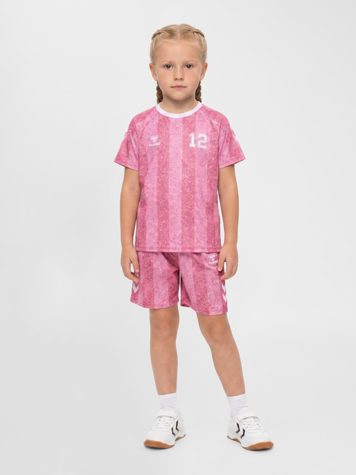 hmlSHIMMER SHORTS, CHATEAU ROSE/BRIGHT WHITE, model