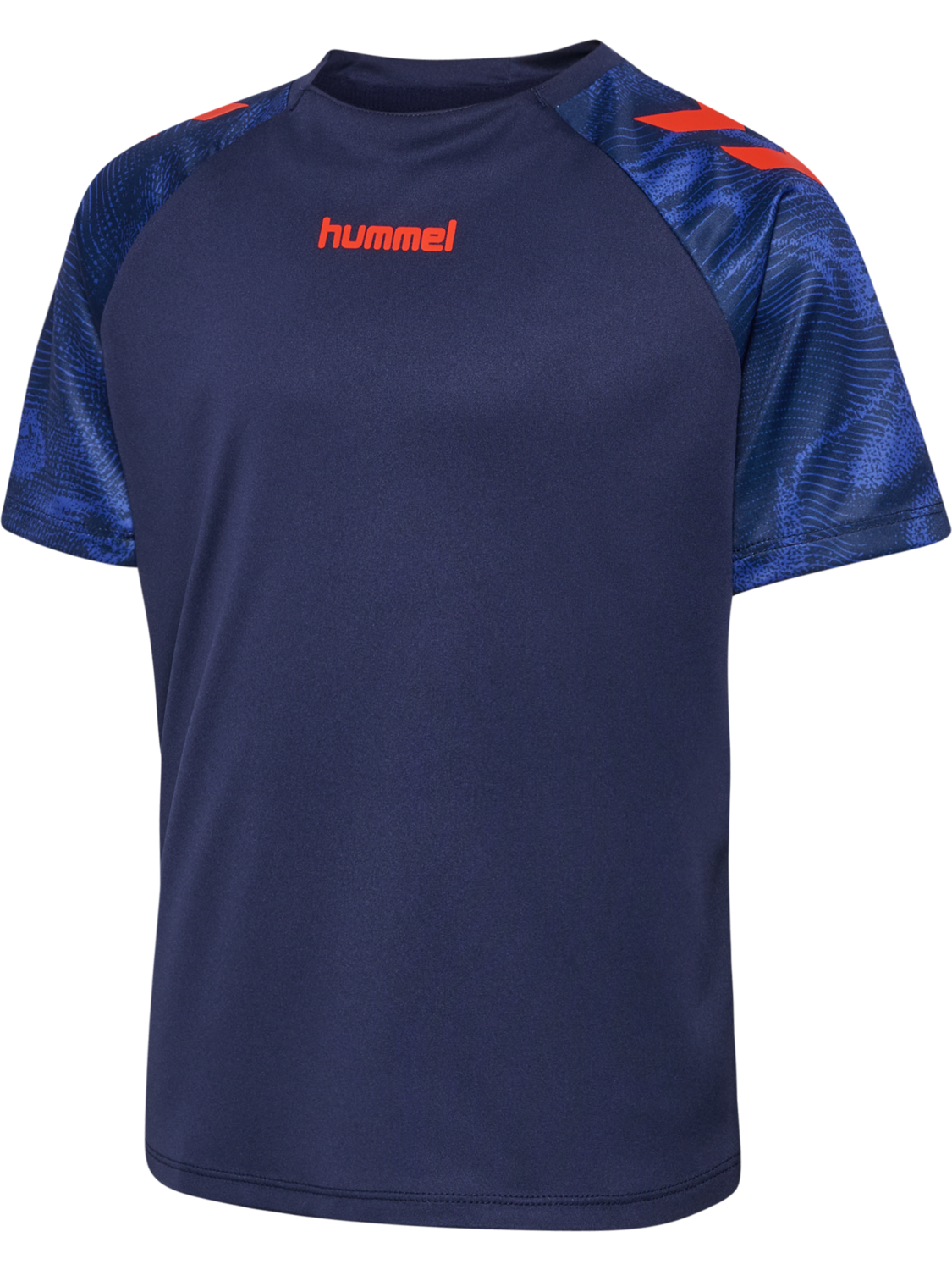 hmlBLAZE26 PRO TRAINING JERSEY KIDS, MARINE/CHERRY TOMATO, packshot