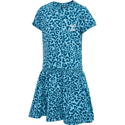 hmlFLOWY AOP DRESS S/S, BLUE CORAL, packshot