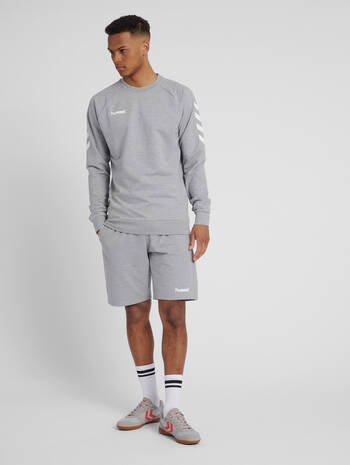 HMLGO COTTON SWEATSHIRT, GREY MELANGE, model