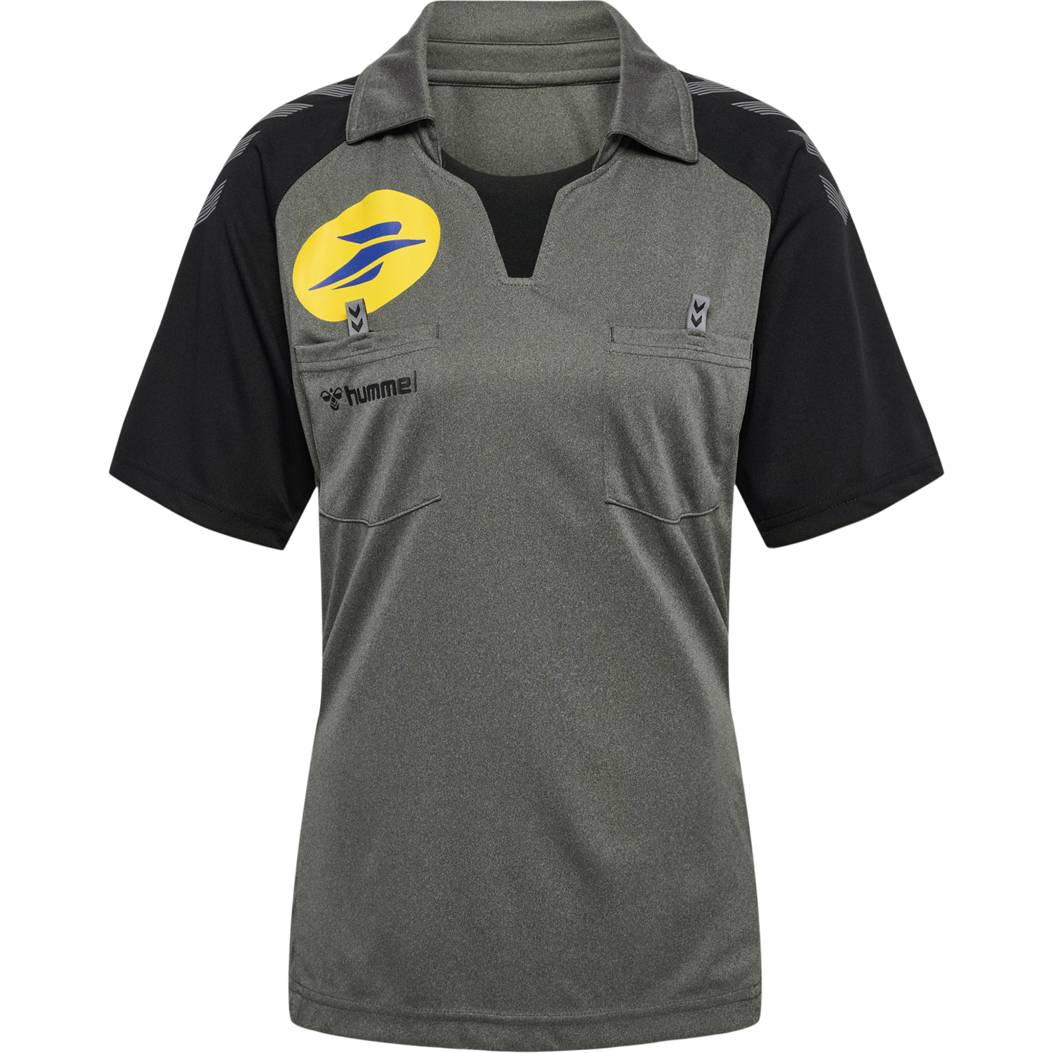 FFHB REFEREE JERSEY S/S WOMAN, GREY MELANGE WO. FRONT SPONSOR, packshot