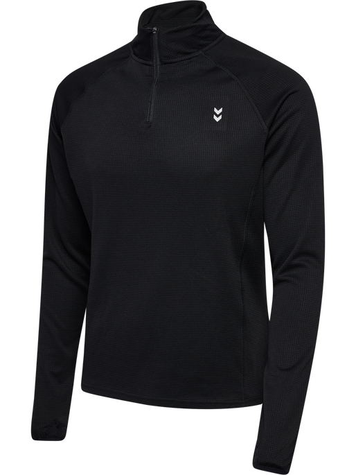 hmlPULSE HALF ZIP MIDLAYER, BLACK, packshot