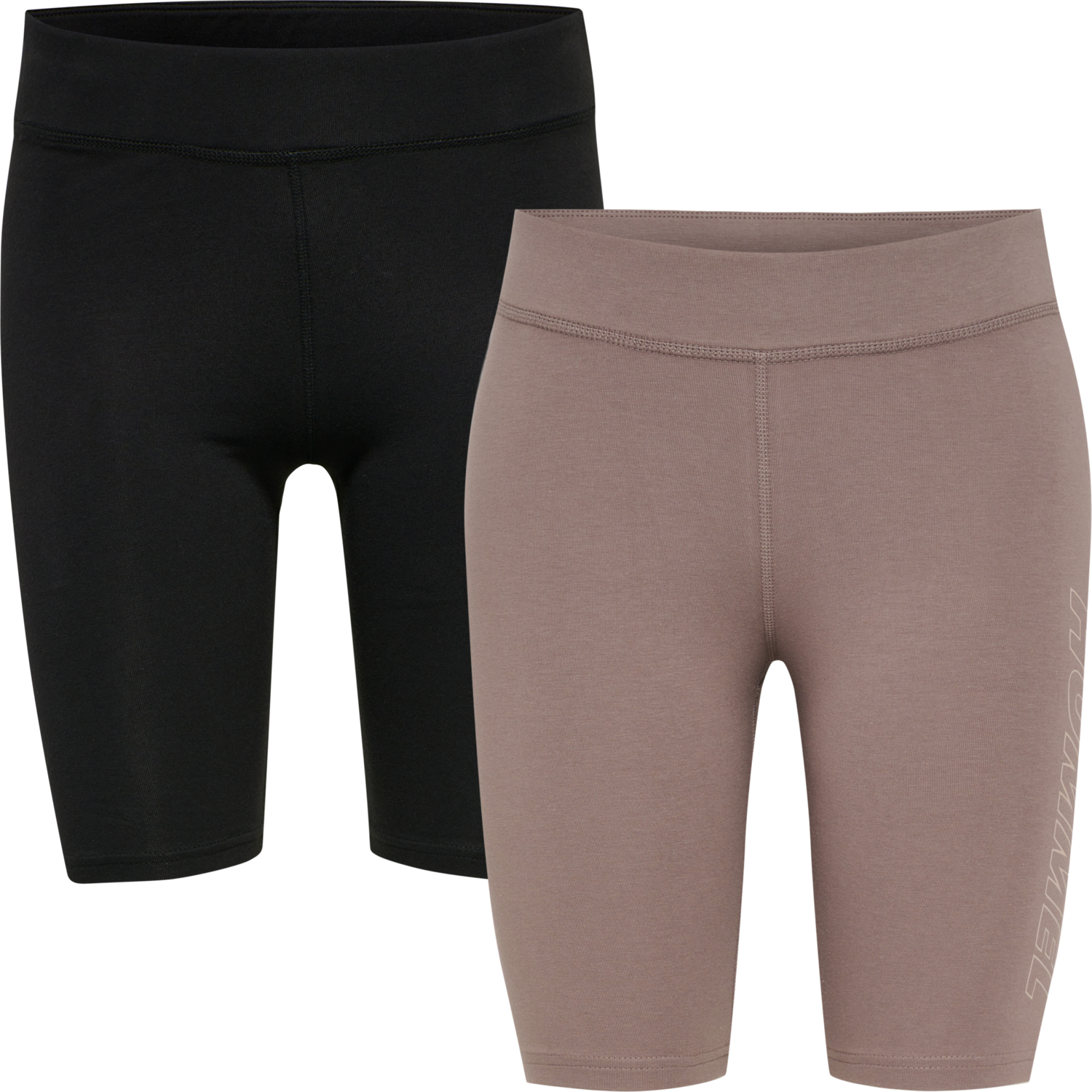 hmlTE MAJA 2-PACK MW C TIGHT SHORTS, BLACK/DRIFTWOOD, packshot