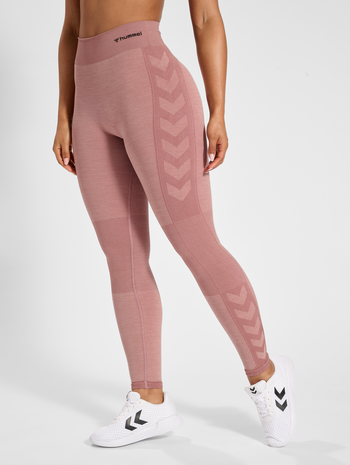 hmlCLEA SEAMLESS MID WAIST TIGHTS, WOODROSE, model