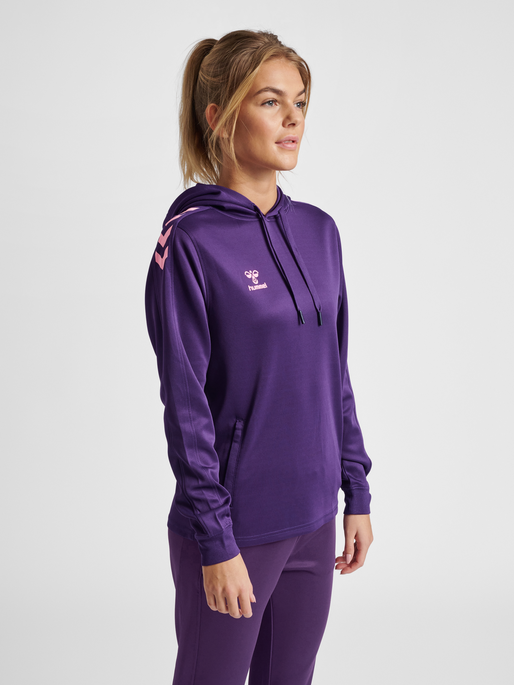 hmlCORE XK POLY SWEAT HOODIE WOMAN, ACAI, model