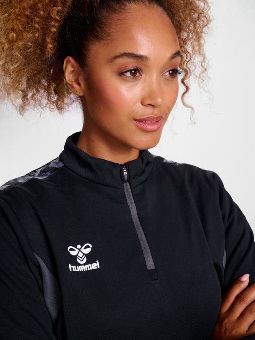 hmlAUTHENTIC HALF ZIP SWEAT WOMAN, BLACK, model