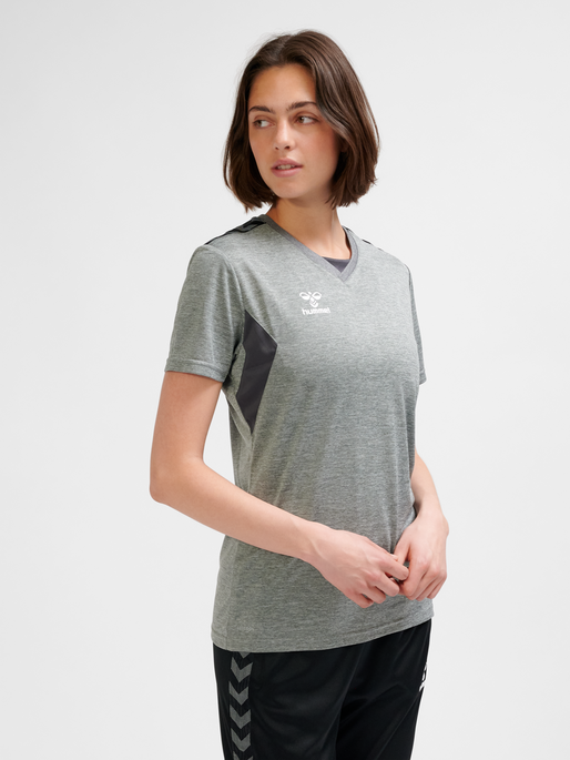 hmlAUTHENTIC PL JERSEY S/S WOMAN, GREY MELANGE, model